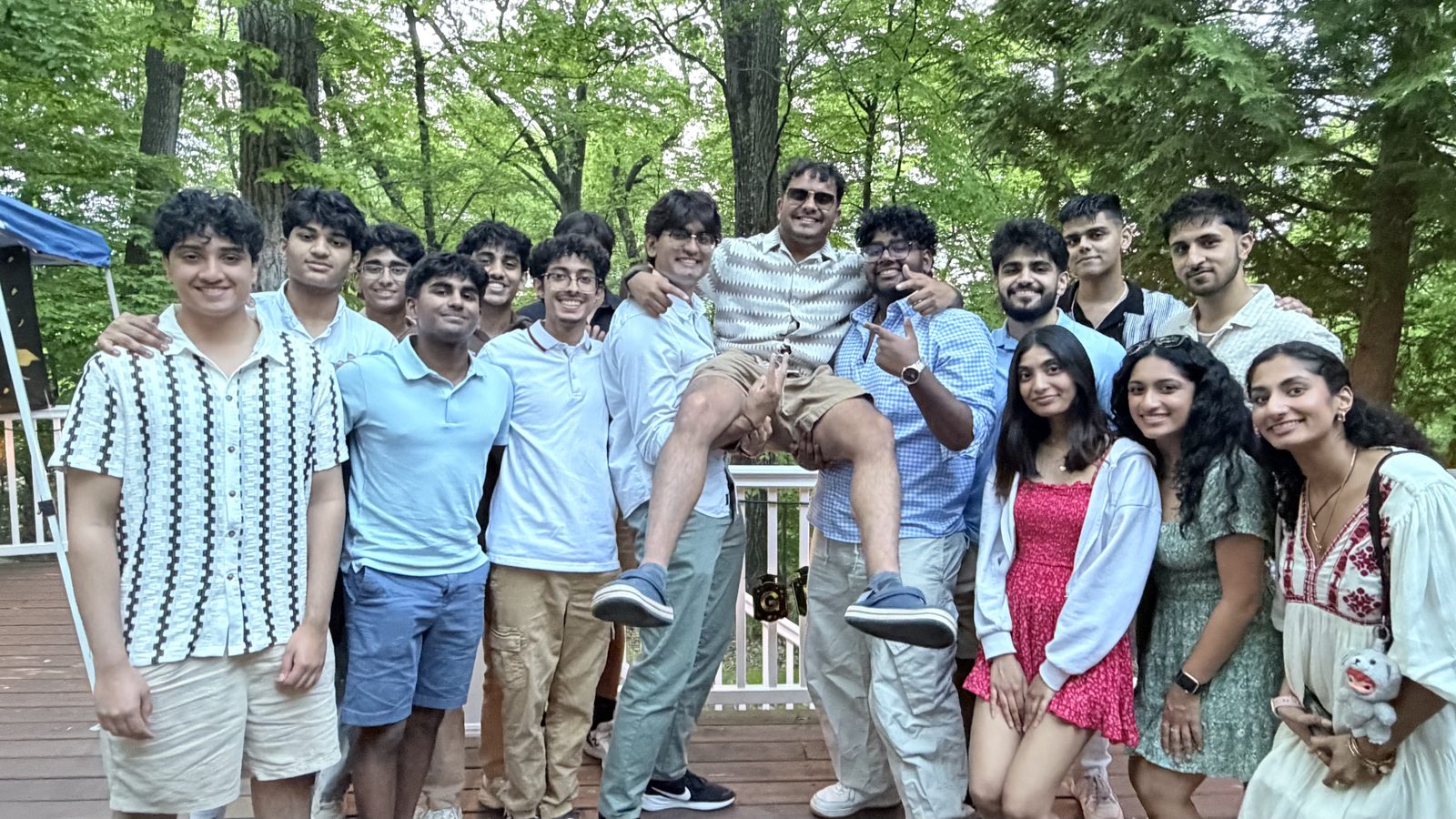 Friends celebrating together outdoors