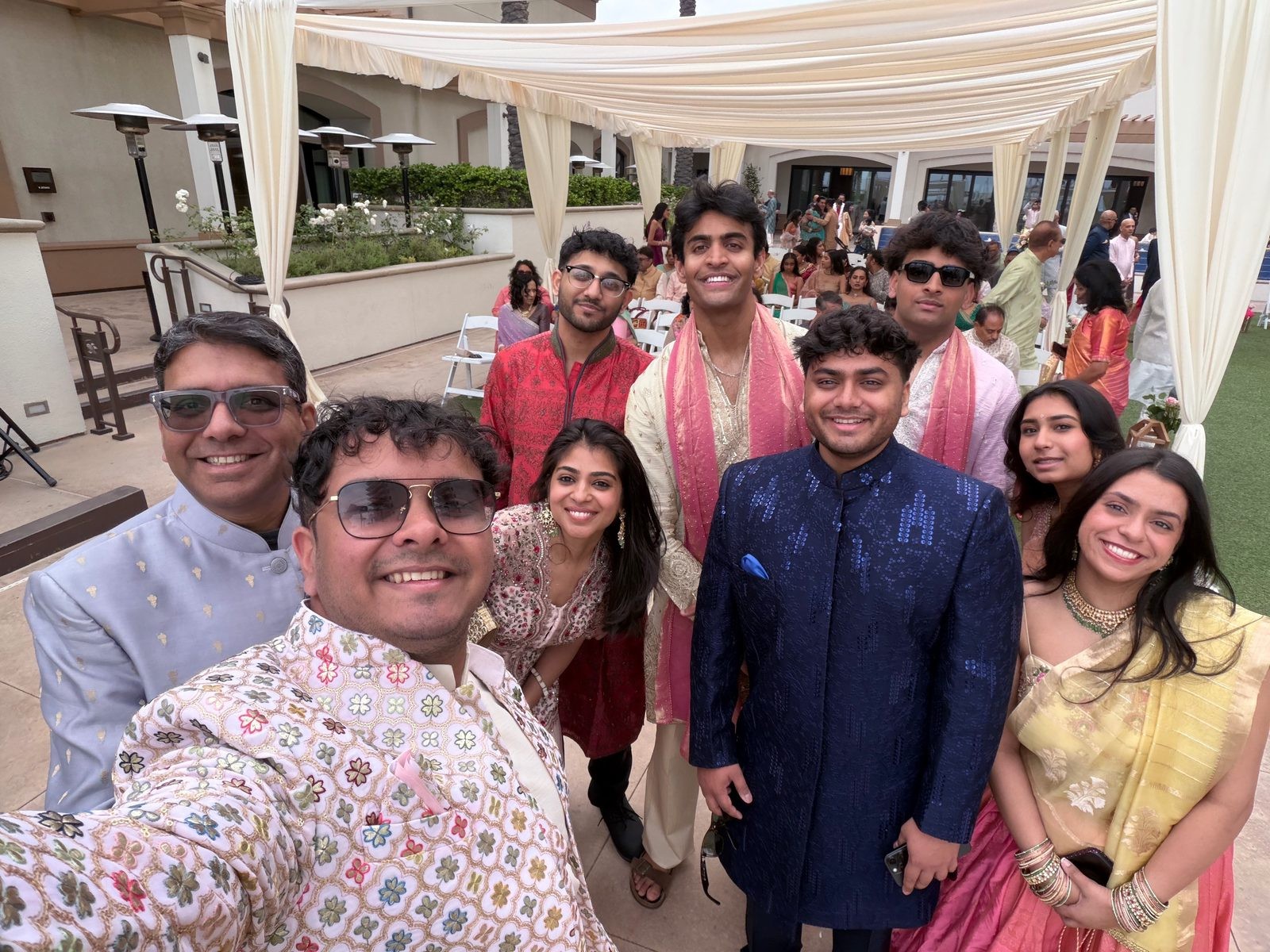 Family and friends posing at a celebration